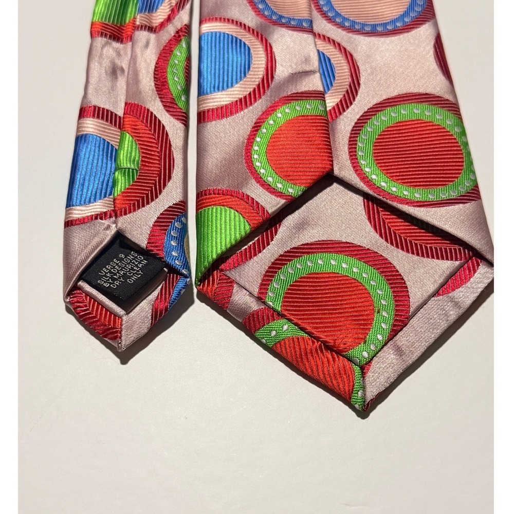 Verse 9 Silk Tie Textured Multicolor Geometric Circle Maurizio Design Statement - Picture 2 of 8